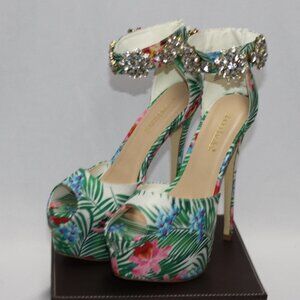 Shoe Dazzle Floral Platform Heels